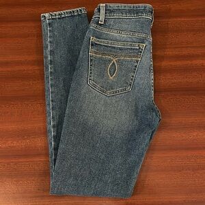 Levi’s 721 vintage high-rise skinny with seam down the middle